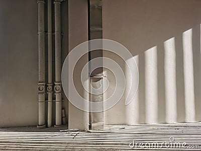 water pipelines, on industrial wall background Stock Photo