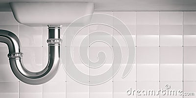 Water pipes under sink. 3d illustartion Stock Photo