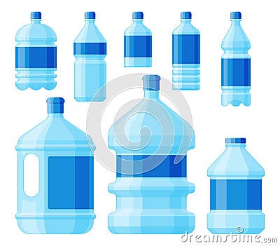 Water plastic bottle vector transparent mineral beverage blank refreshment nature blue clean liquid aqua fluid template Vector Illustration