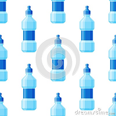 Water plastic bottle vector transparent mineral beverage blank refreshment seamless pattern background aqua fluid Vector Illustration