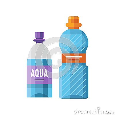 Water plastic sport bottle transparent mineral beverage blank refreshment nature clean liquid and element aqua fluid Vector Illustration