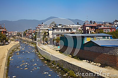 Water pollution of Bagmati River in Kathmandu, Nepal Stock Photo