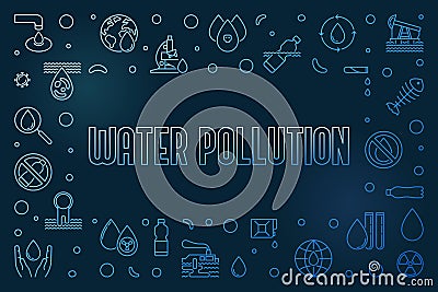 Water Pollution colored horizontal Frame - vector illustration Vector Illustration