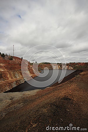 Water pollution of a copper mine exploitation Stock Photo