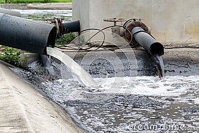 Water pollution in river. Stock Photo