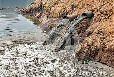 Water pollution in river. Stock Photo