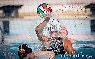 Water polo action game Editorial Stock Photo