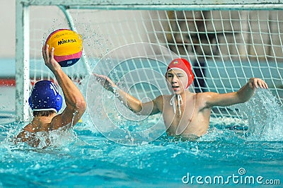 water polo game competitors during ukrainian open championship Editorial Stock Photo