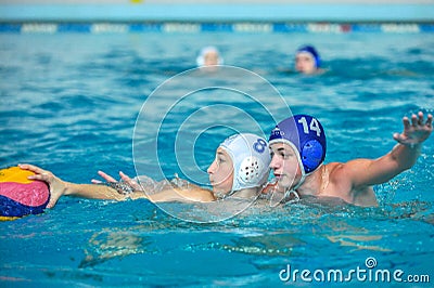 water polo game competitors during ukrainian open championship Editorial Stock Photo