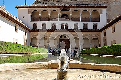 Water pool at the Alhambra Palace in Andalucia, Spain. Editorial Stock Photo