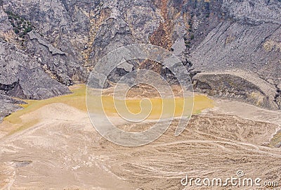 Water pooled inside volcano caldera Stock Photo