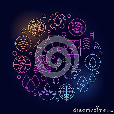 Water power round colorful illustration Vector Illustration