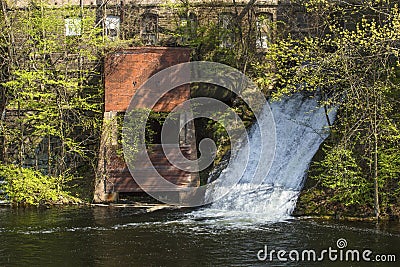 Water power sluice at Dart's Stone Mill, Rockville, Connecticut. Stock Photo