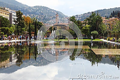 Water Promenade du Paillon in Nice, France Editorial Stock Photo