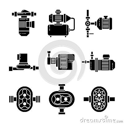 Water pump vector black icons sets Vector Illustration