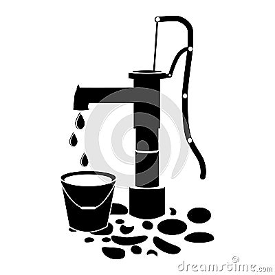 Water pump well icon vector on white Vector Illustration