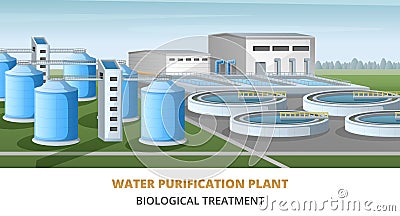 Water Purification Plant Illustration Vector Illustration