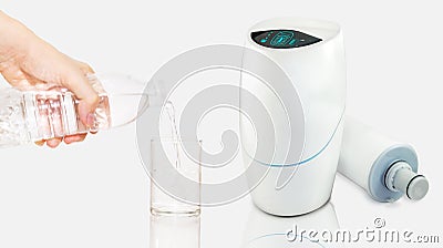 The water purifier, cartridge filter for tap water clearing and Stock Photo
