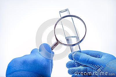 Water quality check concept. Research on the content of hazardous components and chemical elements. Stock Photo