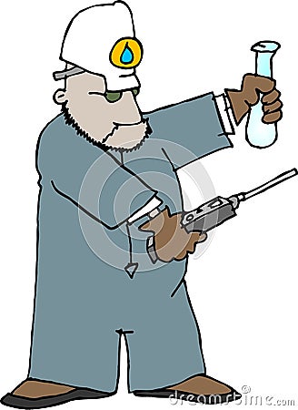 Water Quality Inspector Cartoon Illustration