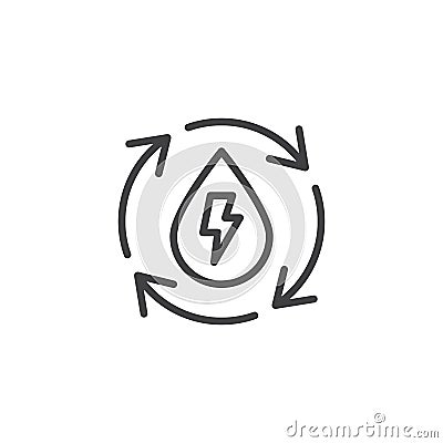 Water recycling energy line icon Vector Illustration
