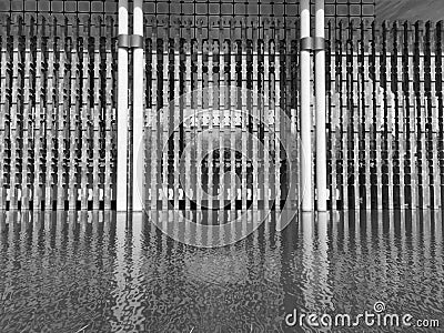 Water reflection architecture in black and white tones Stock Photo