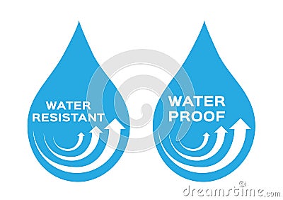 Water resistant and proof logo , icon and vector . blue version Vector Illustration