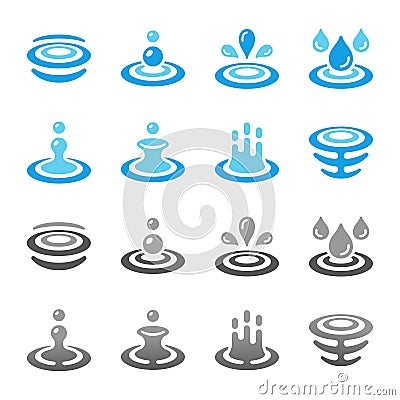 Water and ripple icon set Vector Illustration