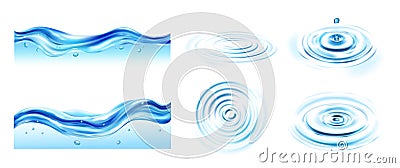 Water Ripple Set Vector Illustration