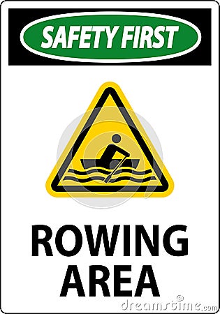 Water Safety First Sign - Rowing Area Vector Illustration