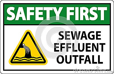 Water Safety First Sign - Sewage Effluent Outfall Vector Illustration
