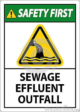 Water Safety First Sign - Sewage Effluent Outfall Vector Illustration