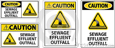 Water Safety Sign Caution - Sewage Effluent Outfall Vector Illustration