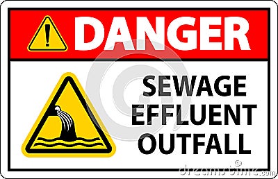 Water Safety Sign Danger - Sewage Effluent Outfall Vector Illustration