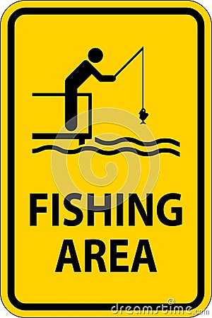 Water Safety Sign Notice -Fishing Area Vector Illustration