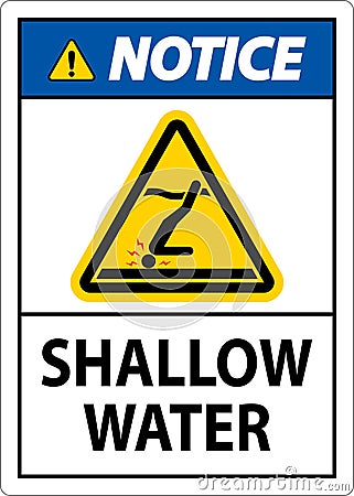 Water Safety Sign Notice - Shallow Water Vector Illustration