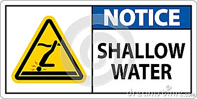Water Safety Sign Notice - Shallow Water Vector Illustration