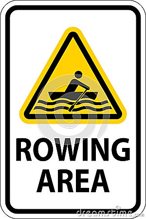 Water Safety Sign Warning - Rowing Area Vector Illustration