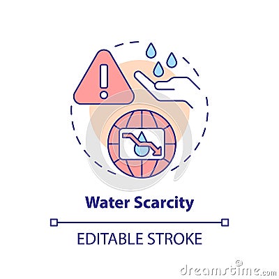 Water scarcity concept icon Cartoon Illustration