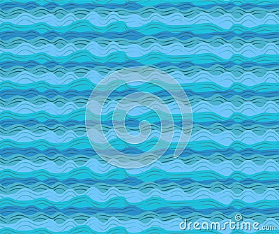 Water sea ocean aqua waves wave blue pattern seamless calm tide Vector Illustration