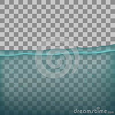 Water, sea, ocean with transparency on transparent background. Vector Illustration