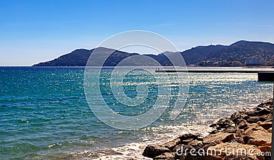 Water, Sea, Rocks, Horizon View Cannes La Bocca Stock Photo
