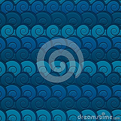 Water seashells seamless pattern Vector Illustration