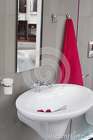 Water sink and towel Stock Photo