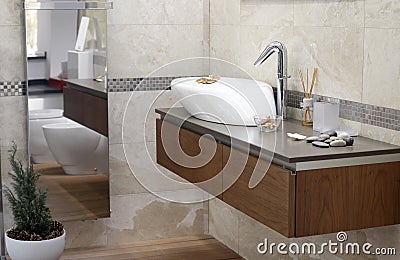 Water sink and towel Stock Photo