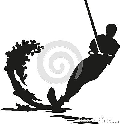 Water ski silhouette with wave Vector Illustration