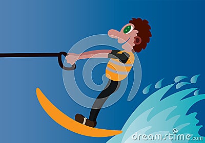 WaterSkiing on the beach Vector Illustration