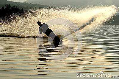 Water skier silhouette Stock Photo