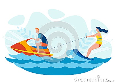 Water Skiing Entertainment Vector Illustration Vector Illustration