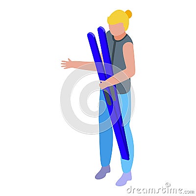 Water skiing equipment icon isometric vector. People ski Vector Illustration